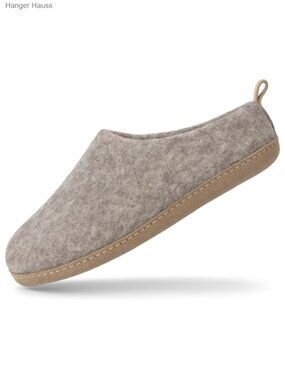100% Felted Wool Slippers Handmade Leather Sole Closed Back House Shoes
